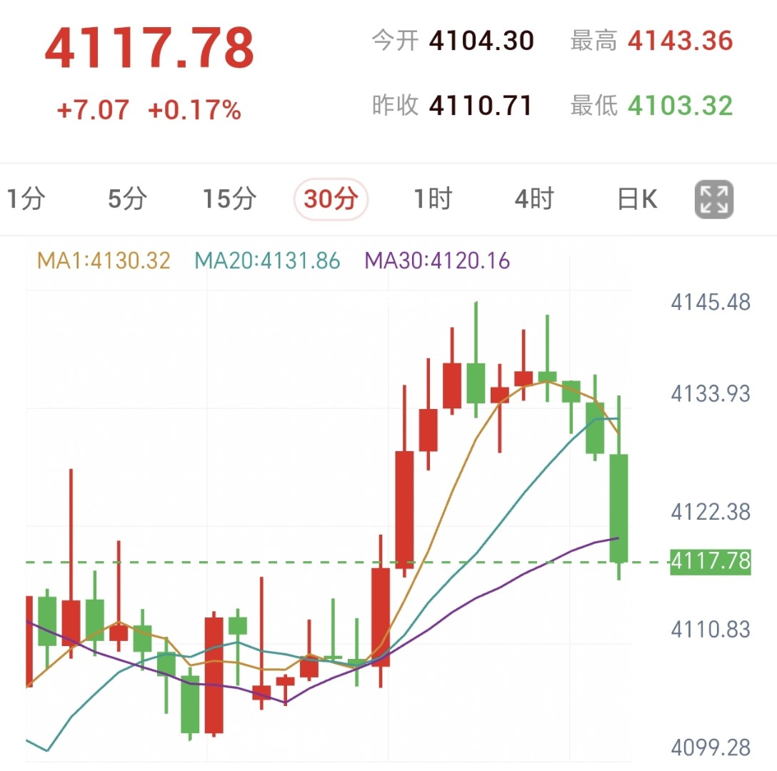 美国选情分歧，黄金冲高回落至4117美元附近